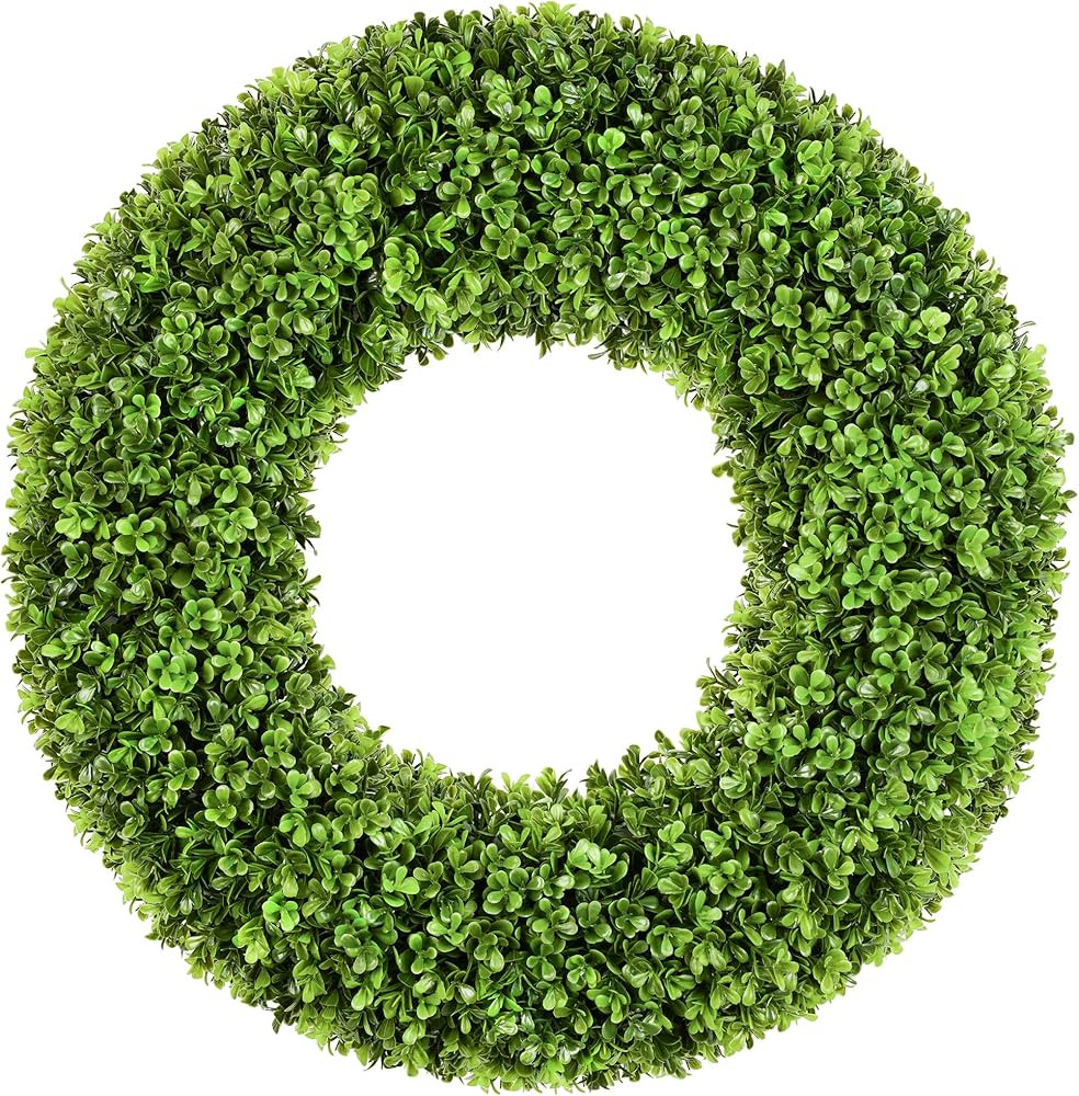 DDHS 20''Boxwood Wreaths for Front Door，Artificial Spring Wreaths for Farmhouse Wedding Green Y... | Amazon (US)