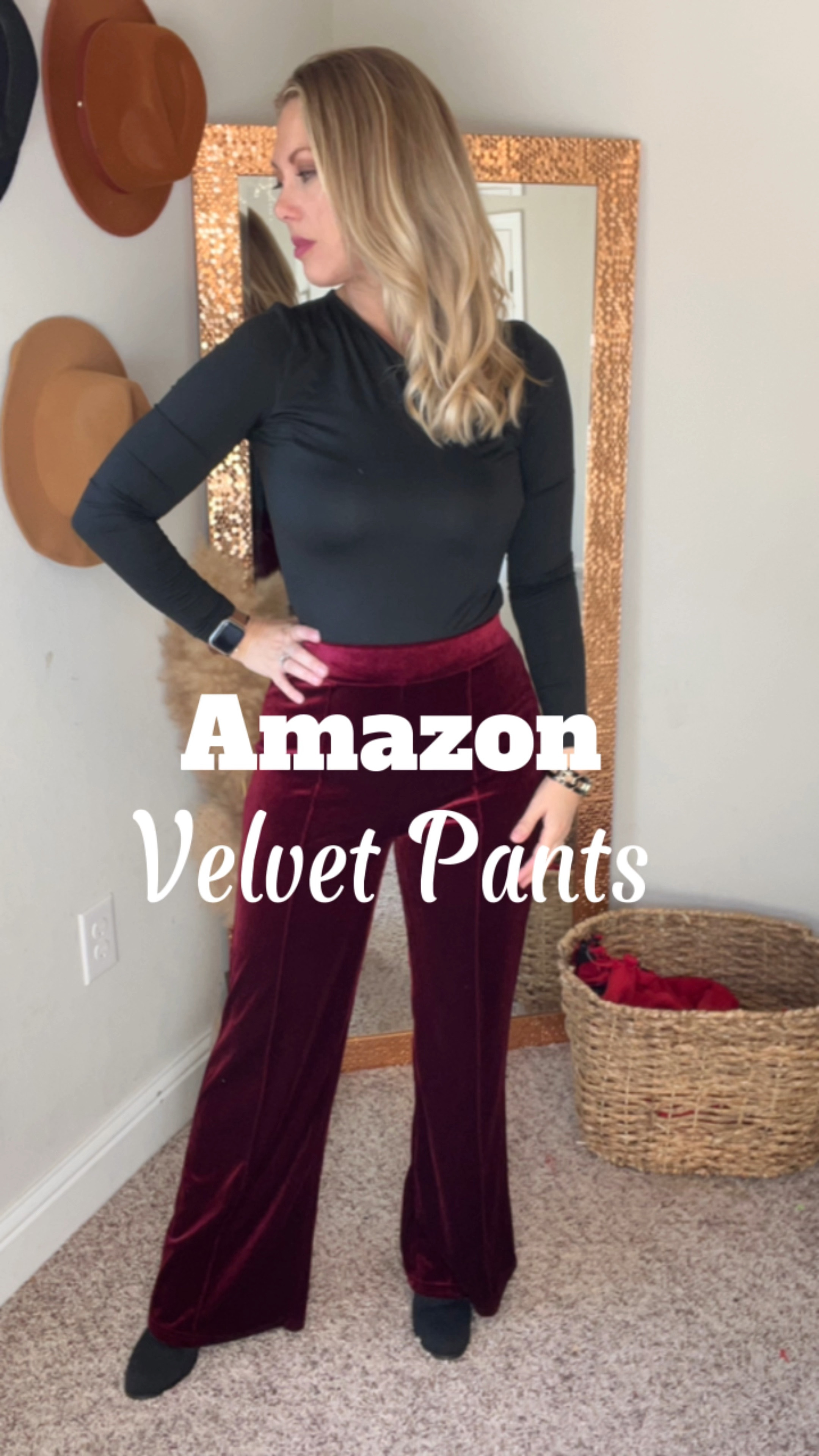 Amazing velvet pants from amazon! I love the feel of velvet and can't wait to wear these to a Christmas party. I'm wearing a size small. Fit is true to size. #velvet #holidayoutfit #shopthevideo

#LTKHoliday #LTKstyletip #LTKSeasonal