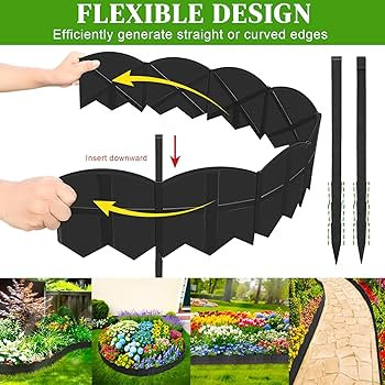 20Ft Black Garden Edging Border 6 Inch Tall Landscape Edging with 20Pcs 7.8in Height Garden Stake... | Amazon (US)