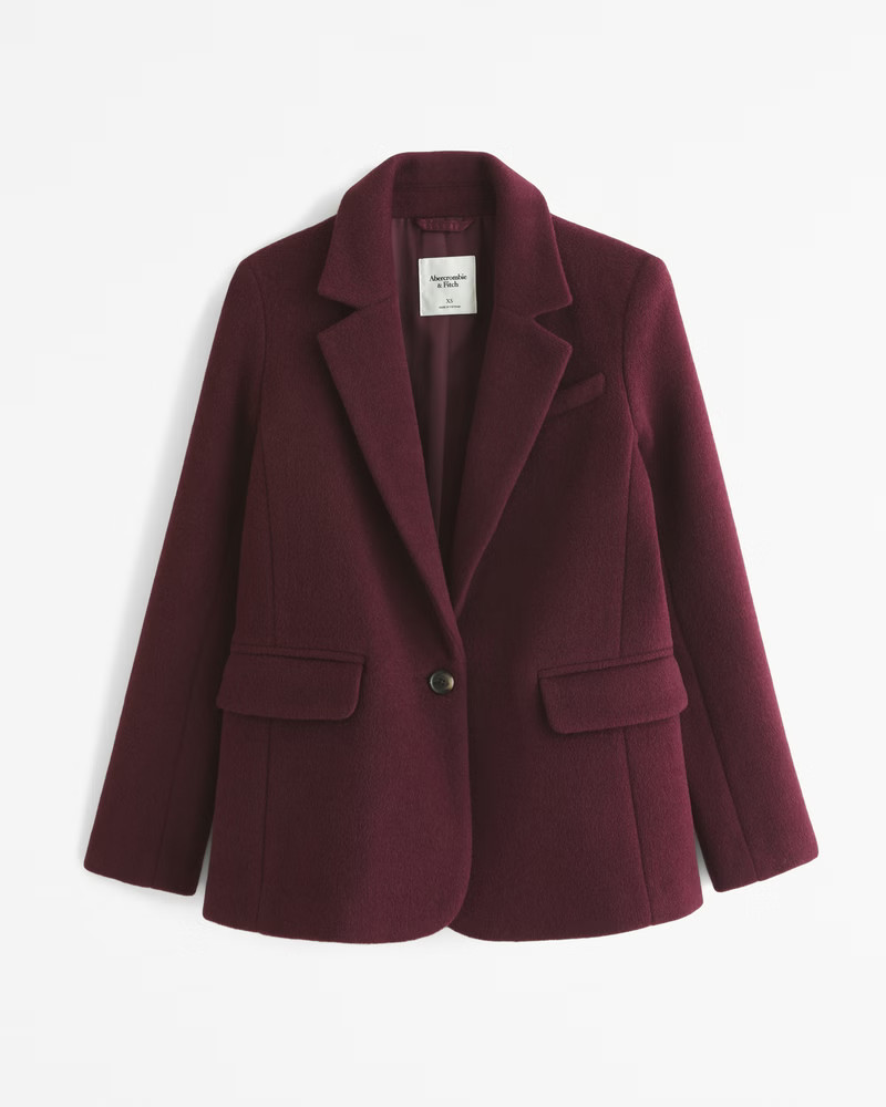 Abercrombie & Fitch Women's Wool-Blend Blazer in Burgundy - Size XXS | Abercrombie & Fitch (US)