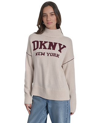 Women's Intarsia Logo Turtleneck Sweater | Macy's