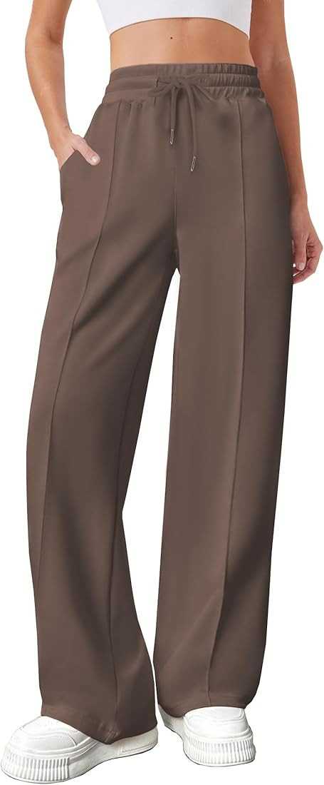 Womens Wide Leg Sweatpants Casual Loose Solid Pants Comfy Lounge Joggers Baggy Sweatpants | Amazon (US)