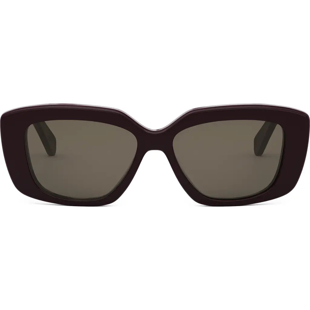 CELINE Triomphe 55mm Rectangular Sunglasses in Shiny Bordeaux /Brown at Nordstrom | Nordstrom