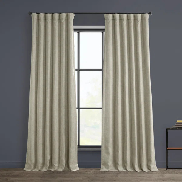 Faux Linen Textured Room Darkening Curtains for Bedroom & Living Room Curtains - Single Panel dra... | Wayfair North America