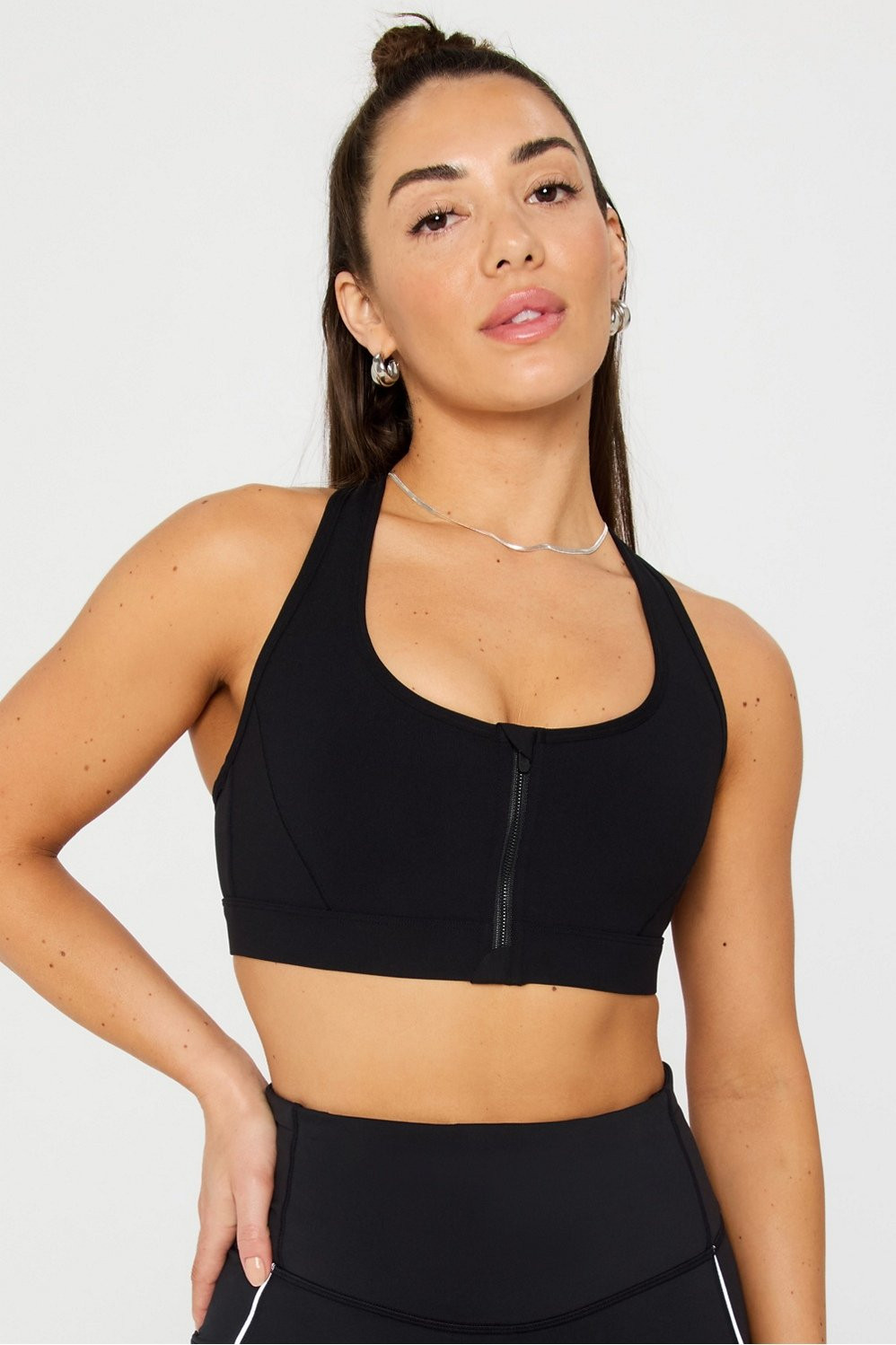 Essential Front Zip Medium Impact Sports Bra | Fabletics
