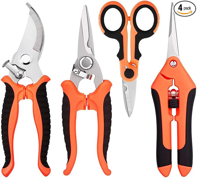 4 Pack Garden Pruning Shears Set - Stainless Steel Blades with Comfort Grip Handles, Heavy Duty P... | Amazon (US)