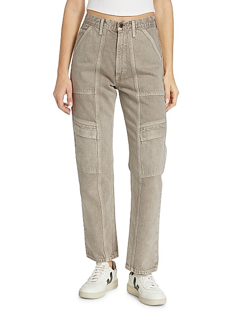 Cooper High-Rise Rigid Straight Cargo Jeans | Saks Fifth Avenue