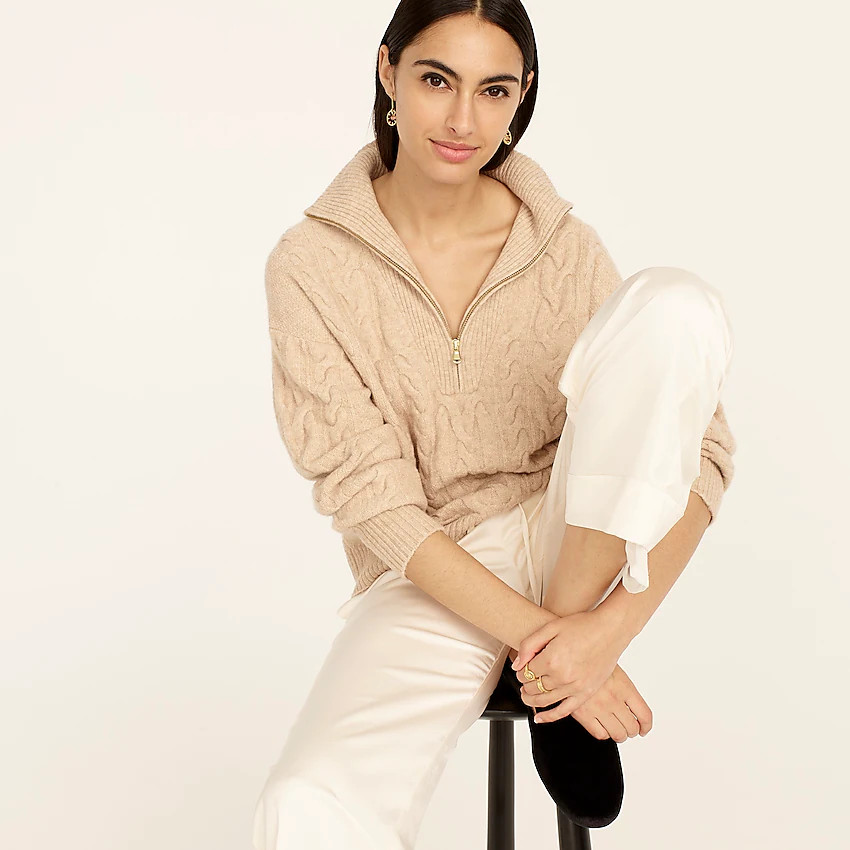 Cable-knit half-zip sweater in supersoft yarn | J. Crew US