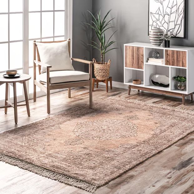 Peach Eliana Vintage Tassel 5' x 8' Area Rug | Rugs USA