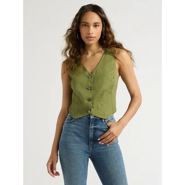 Sofia Jeans Women's Twill Vest, Sizes XS-XXXL | Walmart (US)