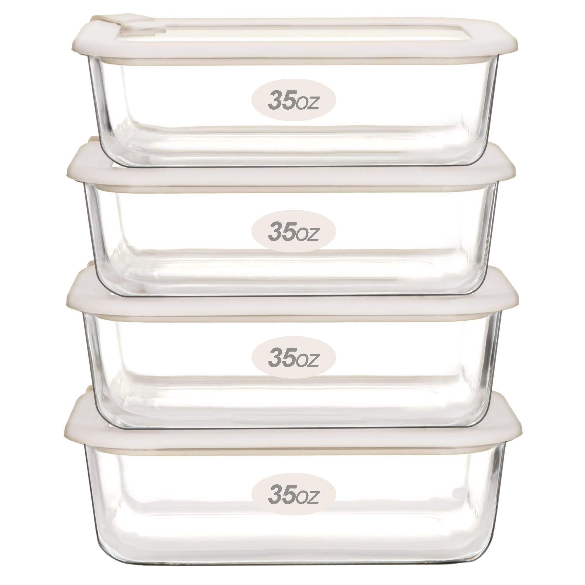 Urban Green Glass Food Storage Containers with Glass Lids, Microwave Safe Food Container Set, Airtight Food Container Set, LeakProof, 100% Plastic Free, White Color, 4pack | Amazon (US)