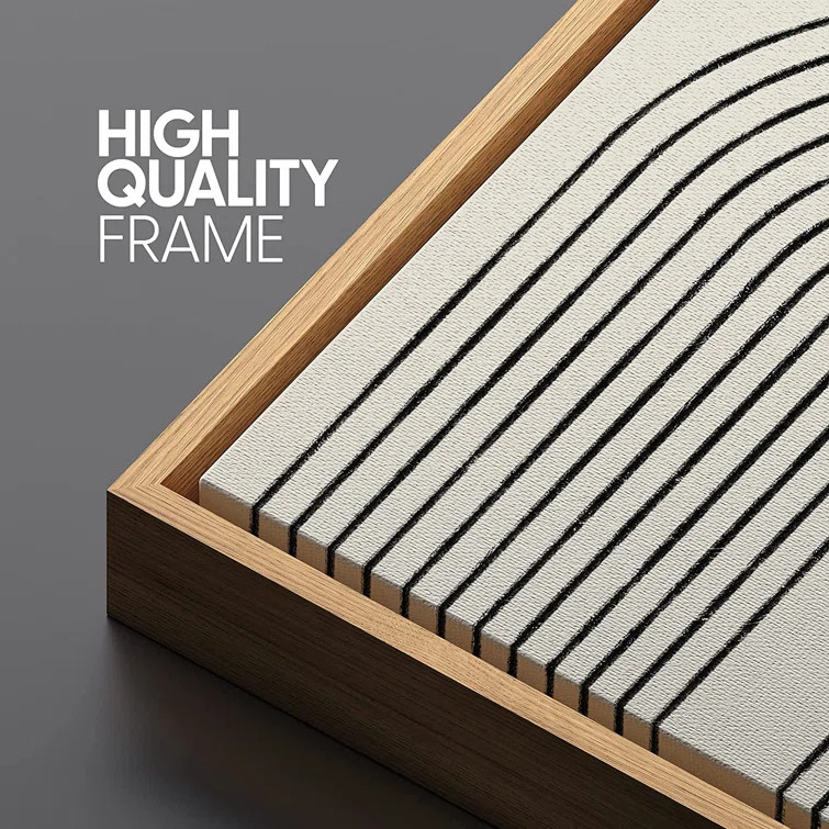 Black Semi-Circle An Line Parabola - 3 Piece Floater Frame Graphic Art on Canvas | Wayfair North America