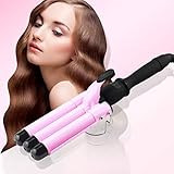 3 Barrel Curling Iron Hair Waver Pink Crimper Hair Iron with LCD Temperature 176℉-446℉Display- Dual  | Amazon (US)