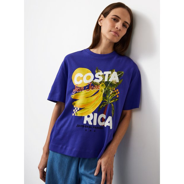 Purple Costa Rica Graphic Oversized Fit T-Shirt XS | Tu Clothing