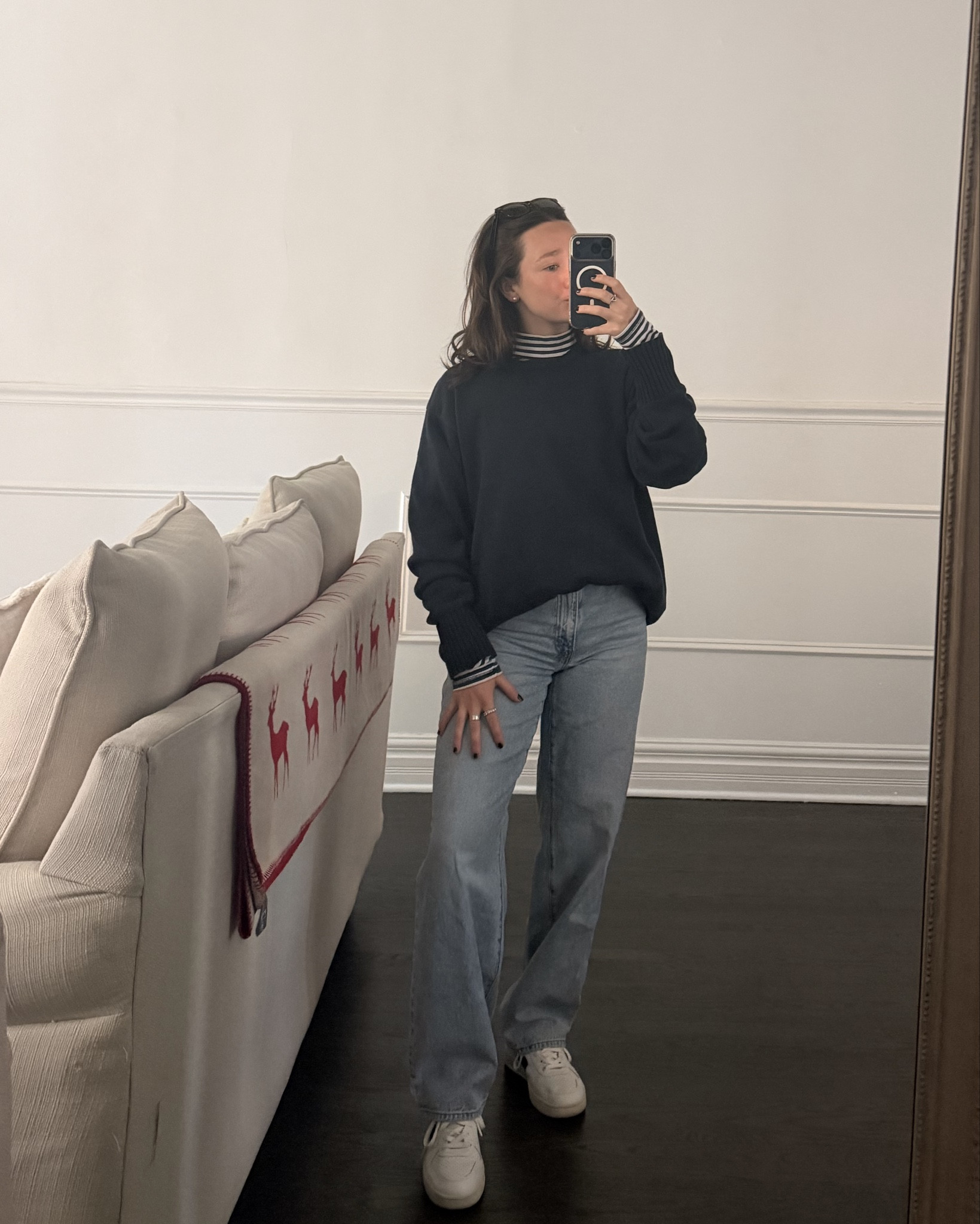 Navy blue sweater is from Brandy Melville so I have linked some similar ones, that I LOVE:) I love how many ways you can wear the viral striped long sleeve from free people. I want every color!! 

#LTKBeauty #LTKdayinmylife #LTKgrwm