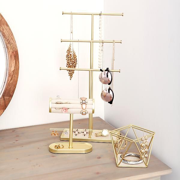 Umbra Tribeca Necklace Stand Gold | The Container Store