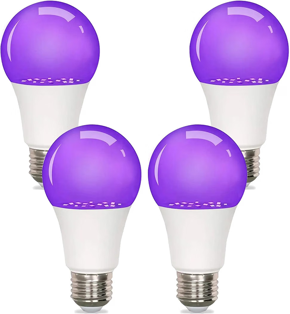 4 Pack LED Black Light Bulb 9W, A19,E26 Base,Party Glow Decor, Non-Dimmable | Amazon (US)