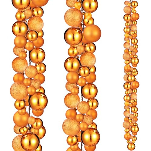 Yuxung 2 Pcs Christmas Ball Garland 6 ft Ball Ornaments Christmas Bulb Garland Xmas Tree Bauble Decorations for Party Supplies Indoor Outdoor Home Office Decoration Accessories(Orange) | Amazon (US)