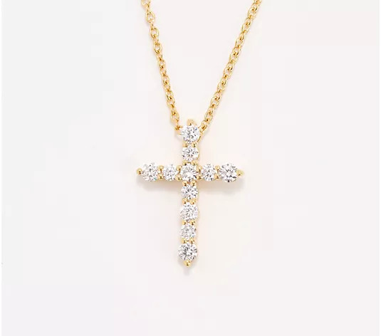 Fire Light Lab Grown Diamond 0.55 cttw Cross Pendant w/Chain | QVC