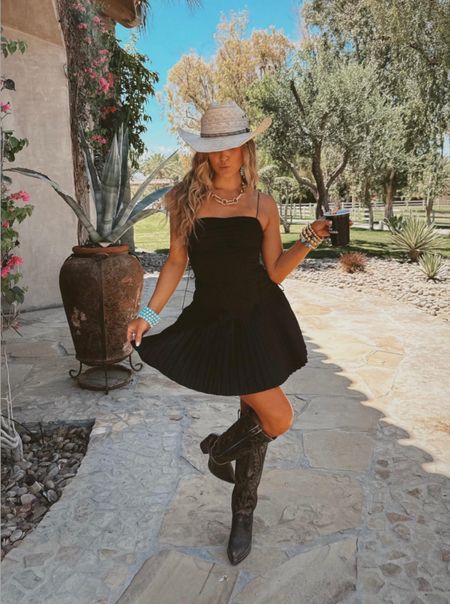 This dress is perfect for any concert this summer! 

#dress #lbd #concert #countryconcert #concertstyle #boots #cowboyhat #plt 

#LTKSeasonal #LTKFestival #LTKfindsunder50