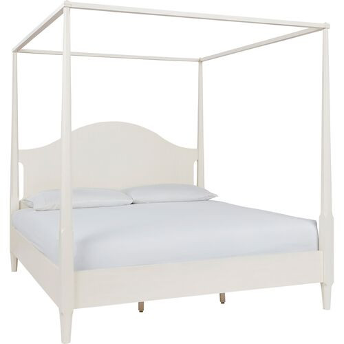 Allaire Oak Canopy Bed, White | One Kings Lane