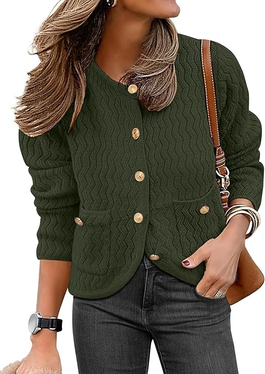Caracilia Women's 2025 Fall Cardigan Sweaters Knitted Dressy Casual Jackets Trendy Outfits | Amazon (US)