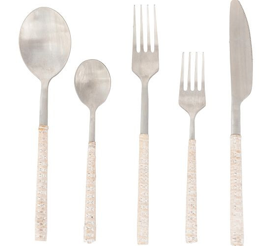 Tava Handwoven Stainless Steel 5-Piece Flatware Set | Pottery Barn (US)