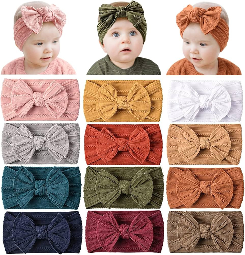 Prohouse 12 Pack Baby Nylon Headbands Hairbands Hair Bow Elastics Handmade Hair Accessories for B... | Amazon (US)