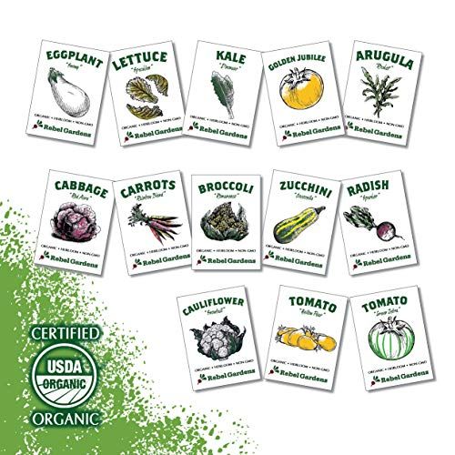 Organic Vegetable Seeds for Planting - 13 Varieties of Non GMO, Non Hybrid, Heirloom Seeds, Open ... | Amazon (US)