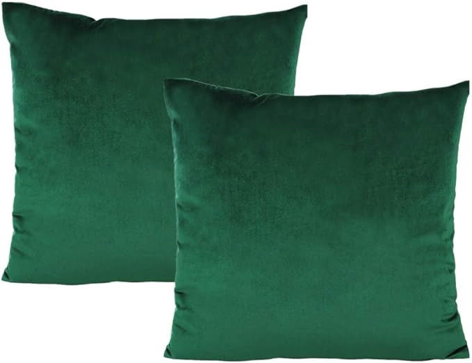 Throw Pillow Covers 18x18 Set of 2 Emerald Green Velvet Decor Dark Forest Christmas Decorative Xm... | Amazon (US)