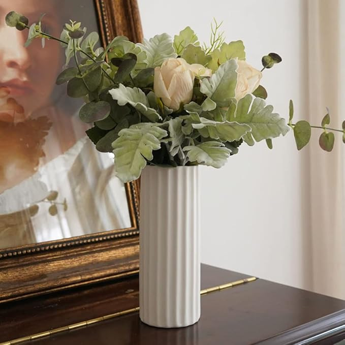 Ceramic Vase White Vases for Decor, 7" White Vase Minimalism Style for Home Decor, Vases for Flow... | Amazon (US)