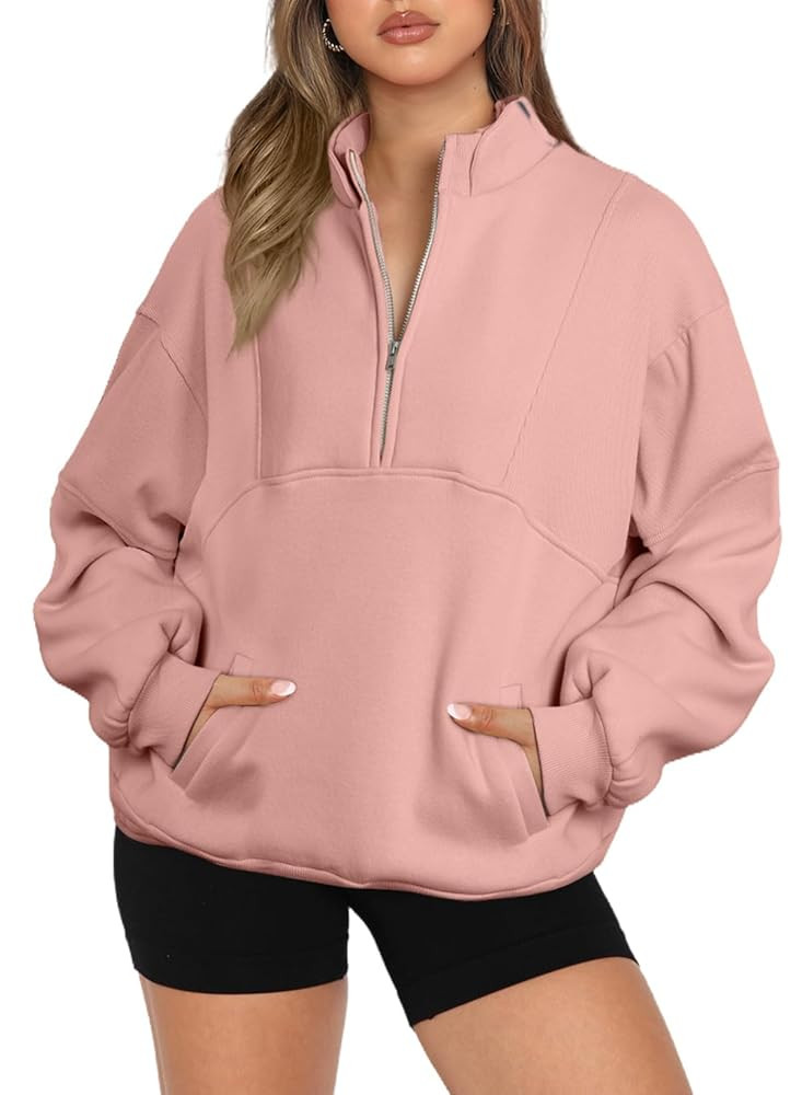 BLENCOT Women Half Zip Oversized Sweatshirts Long Sleeve Fleece Trendy Cropped Pullover Workout W... | Amazon (US)