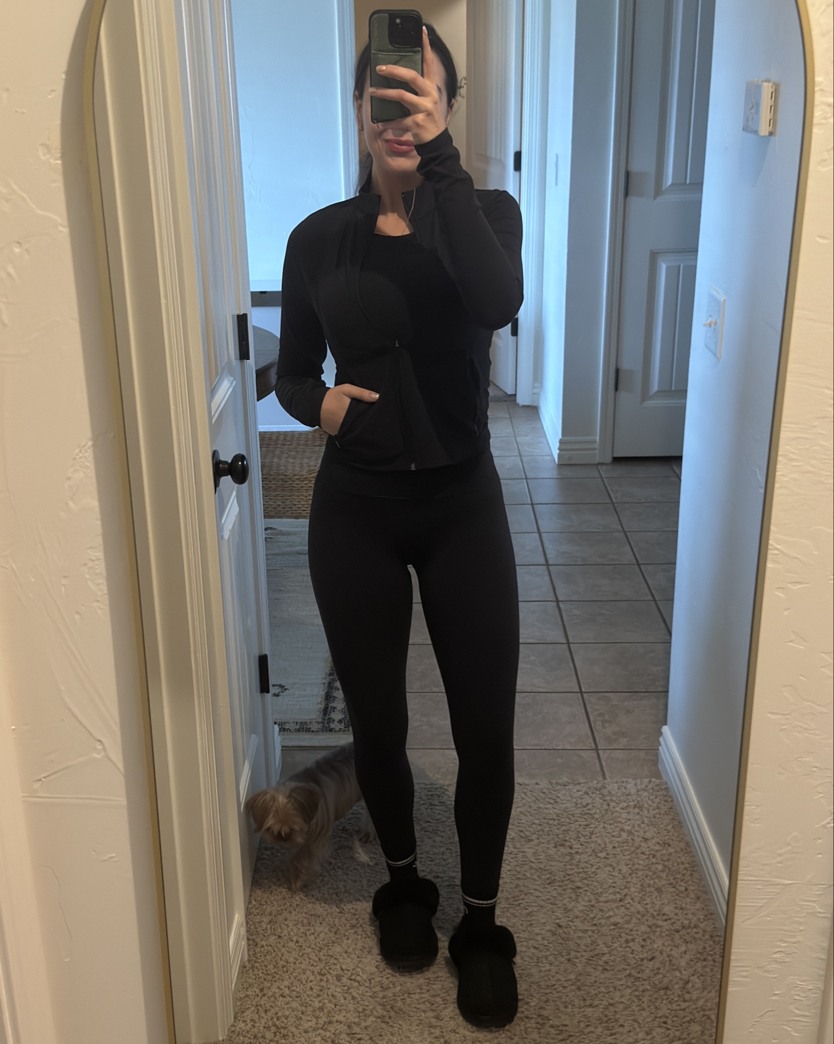 Black on black Athleta today ✨
Jacket & leggings: small
Tank: mediumm
Slippers TTS

#LTKootd #LTKfitnessgoals