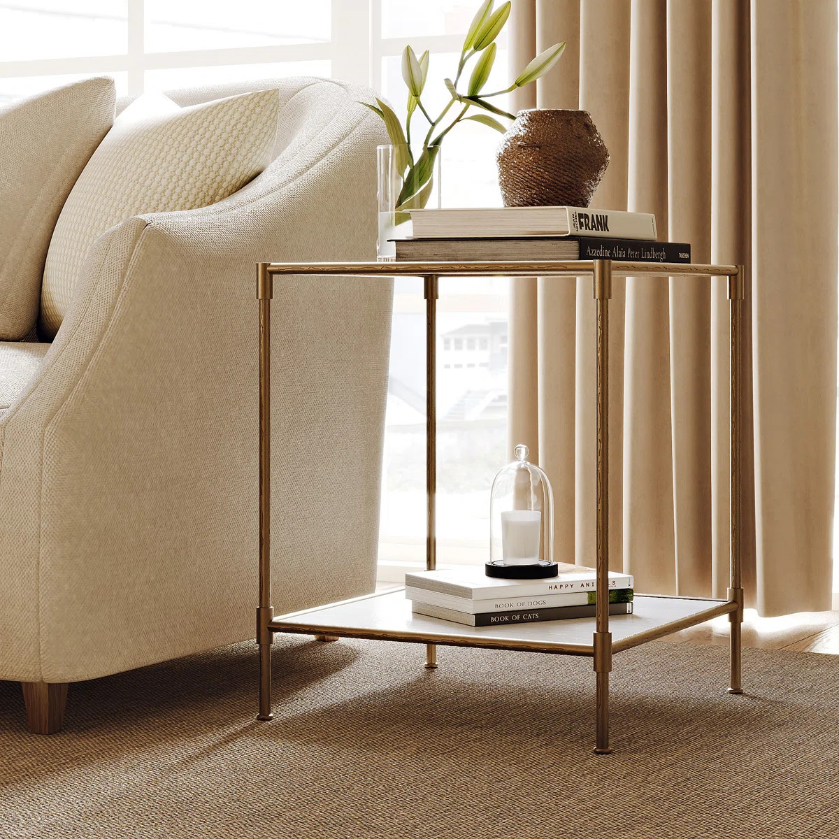 Milone Forged Iron Square End Table - Industrial Glass Top Design | Wayfair North America