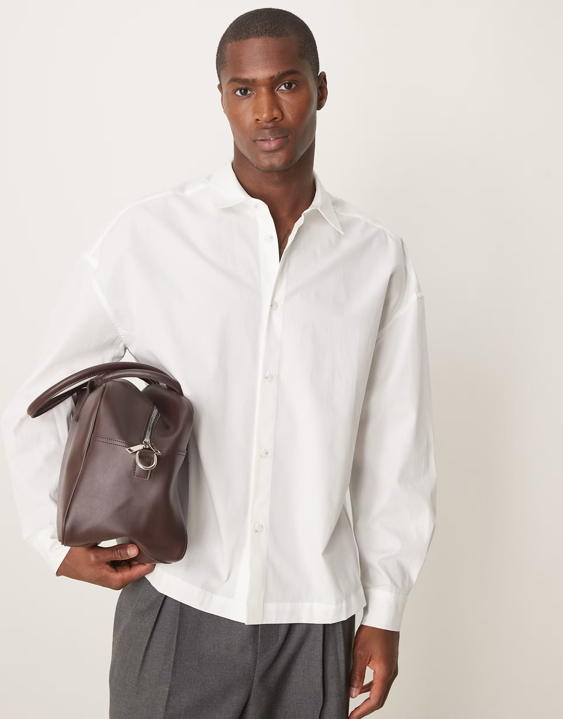 ASOS DESIGN oversized drop shoulder shirt in white | ASOS | ASOS (Global)