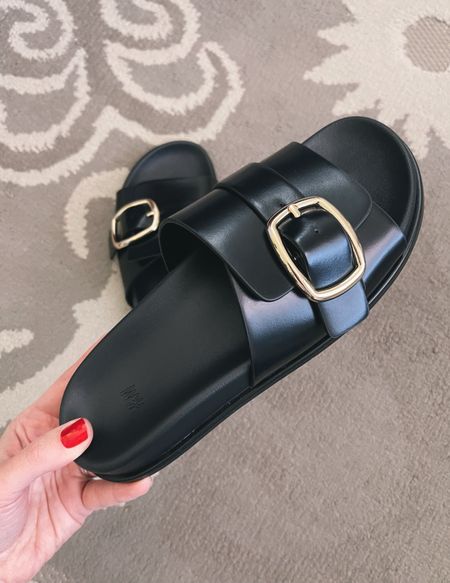 Black slide sandals under $30 - so comfy!

#LTKfindsunder50 #LTKshoecrush
