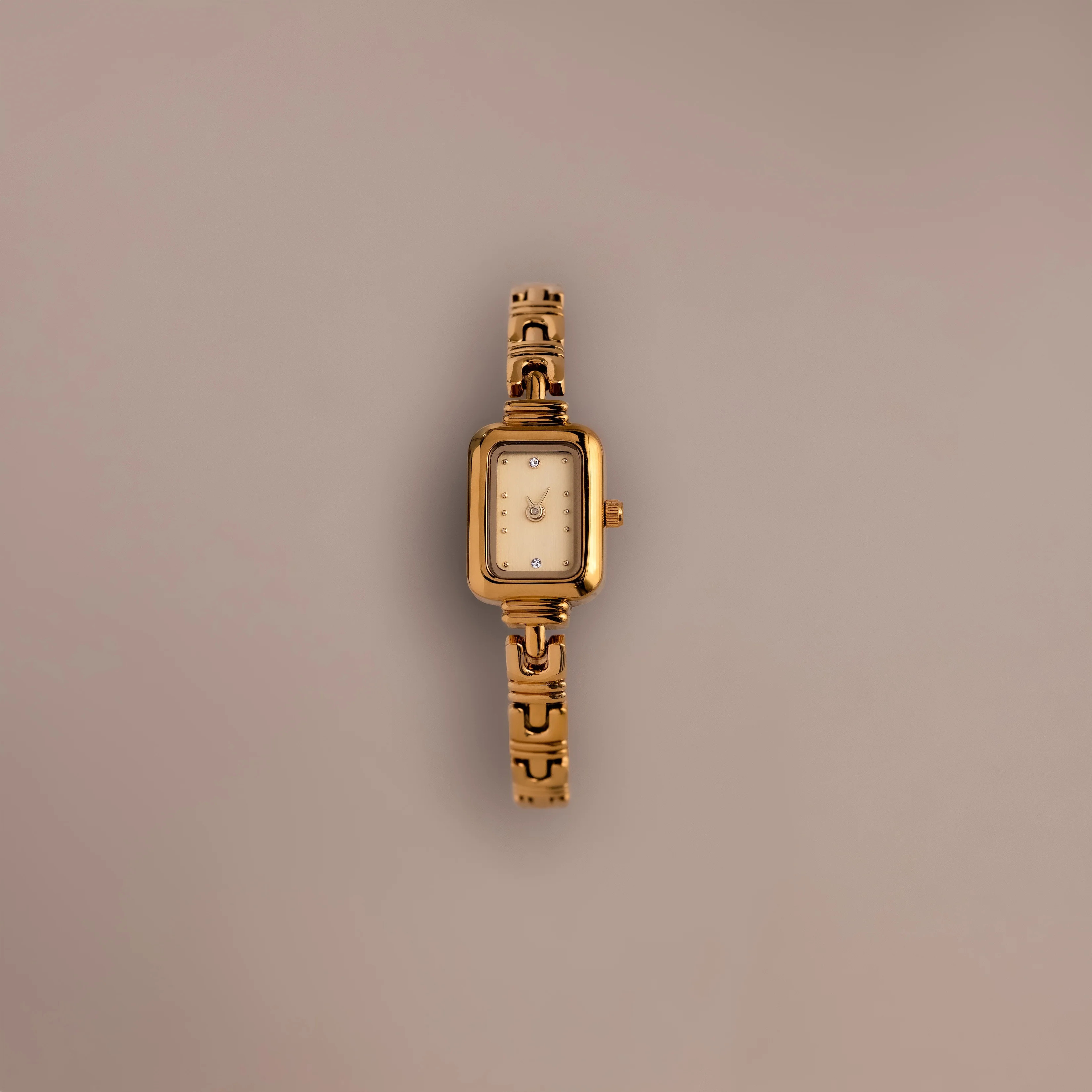 Rectangular Azteca Link Timepiece in 18K Gold | Caitlyn Minimalist | Caitlyn Minimalist