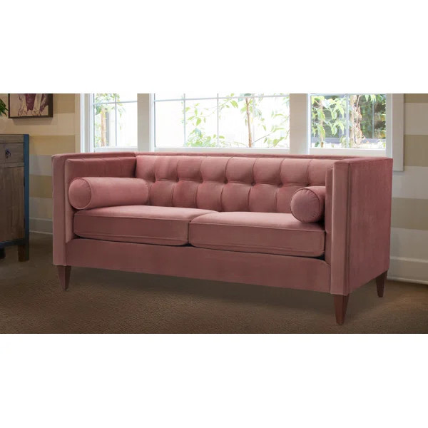 71" Velvet Tuxedo Arm Loveseat with Reversible Cushions | Wayfair North America