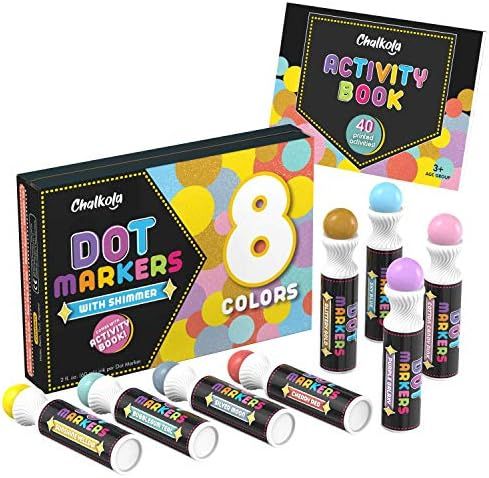 Chalkola Washable Dot Markers for Toddlers - 8 Shimmer Dot Paint Markers for kids & Free 40 Page ... | Amazon (US)