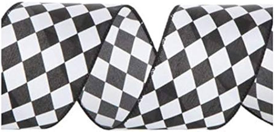 3 inch Wide 30 feet Black and White Harlequin Wired Edge Ribbon inch DIY Projects Craft Supplies | Amazon (US)