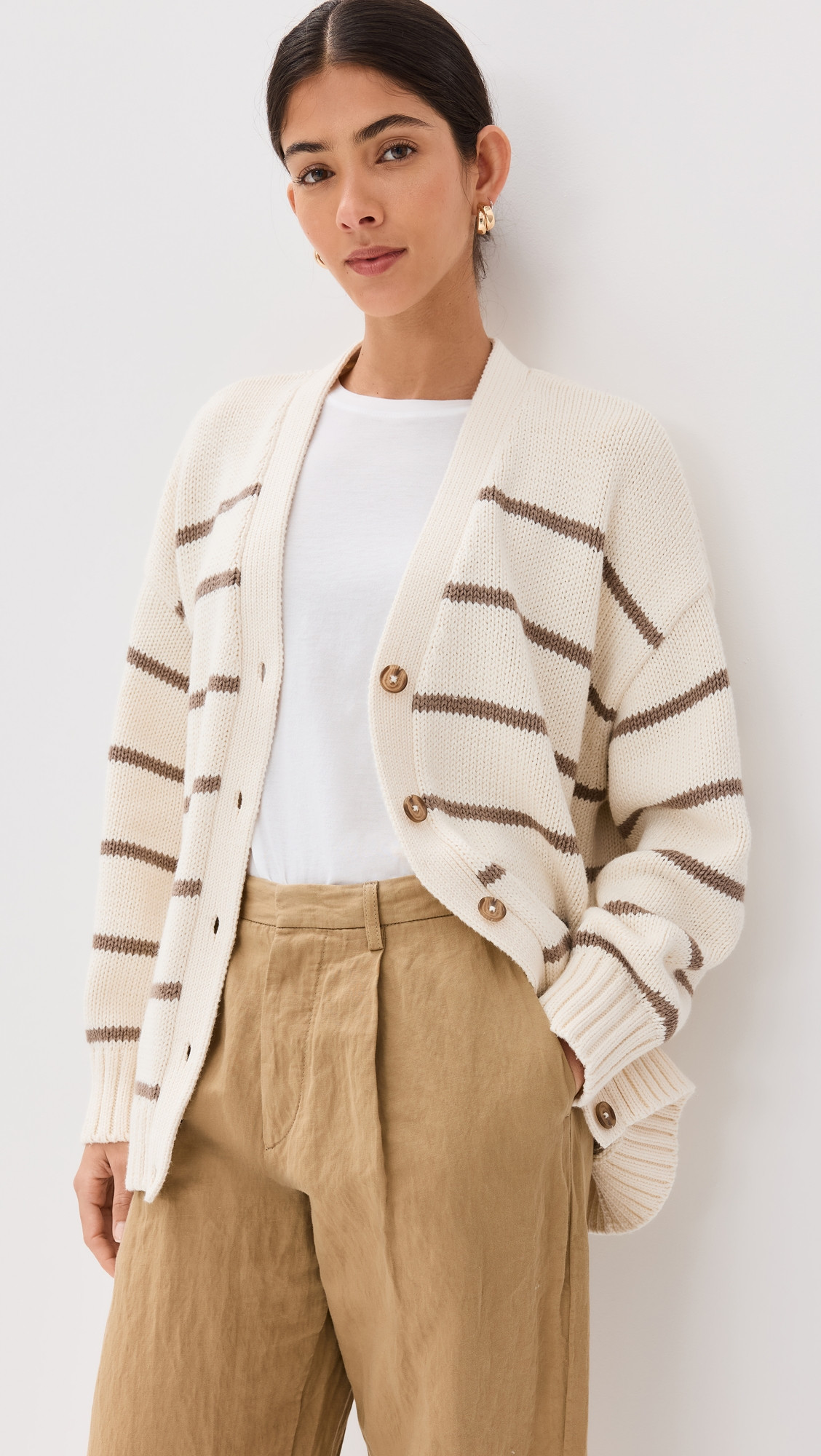 Jenni Kayne Chloe Cardigan Ivory/Taupe M | Shopbop