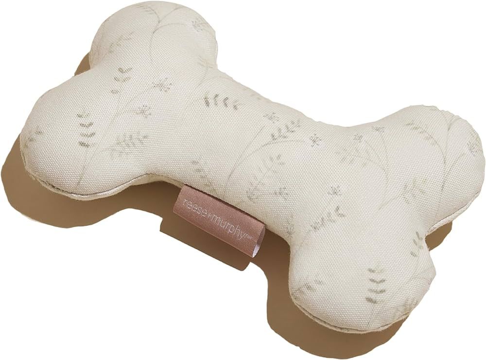 Green and Ivory Floral Bone Shaped Plush Dog Toy 8" - Dog Toys for Medium & Large Dogs - Squeaky ... | Amazon (US)