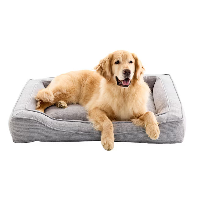 Heart & Herd Rectangular Twill Gray Polyester Bolster Dog Bed ( Large ) | Lowe's