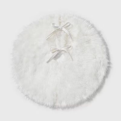 18" Mini Faux Fur Christmas Tree Skirt Cream - Wondershop™ | Target