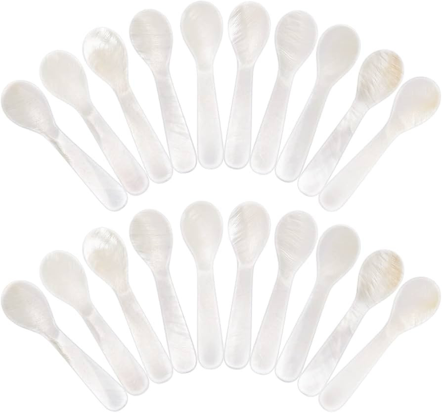 Patelai 20 Pieces Set of Caviar Spoons Mother of Pearl Spoons with Handcraft Round Handle for Cav... | Amazon (US)