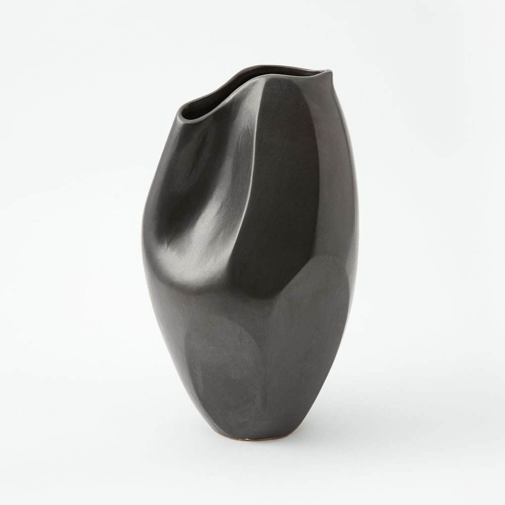 Pinched Vase, Matte Black, 14&amp;quot; | West Elm (US)