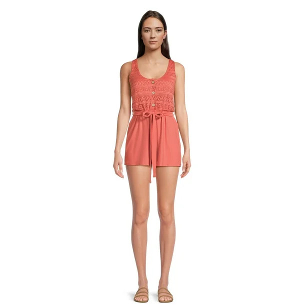 No Boundaries Juniors Lace Romper, Sizes XS-XXXL - Walmart.com | Walmart (US)