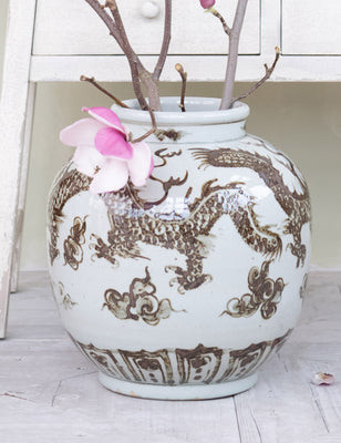 Lansing Hand-Painted Vase, Brown | Lulu and Georgia 