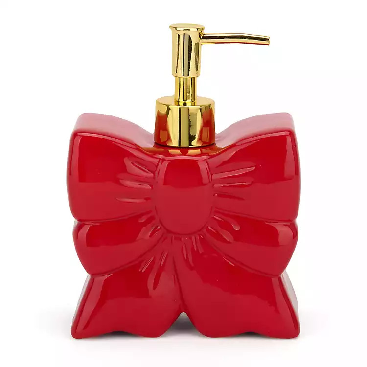 Red Christmas Bow Soap Pump | Kirklands Home | Kirklands