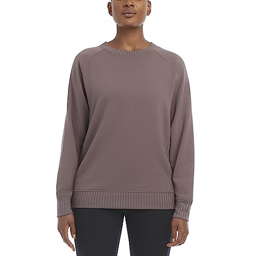 Jockey Women's Oversized Rib Detail Crew Neck Pullover Sweatshirt, Plum Truffle, Small | Amazon (US)